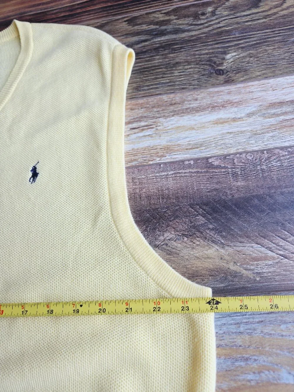 Vintage'90s Polo Golf Ralph Lauren Pony Cotton Vest V-Neck Waffle Knit Yellow